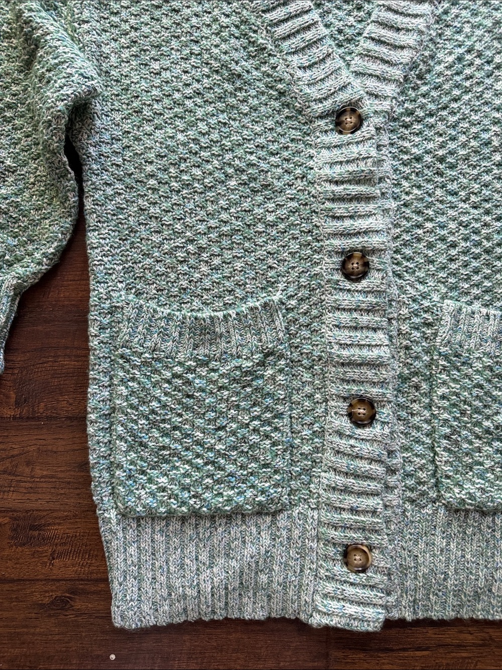Steve Madden Mint Green Chunky Knit Button-Front Cardigan - Picture 2 of 7